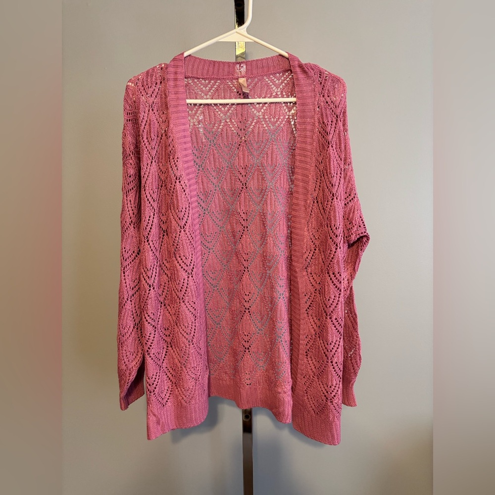 Jardin By Macris Women’s Sz M Pink Open Cardigan Sweater Loose Knit